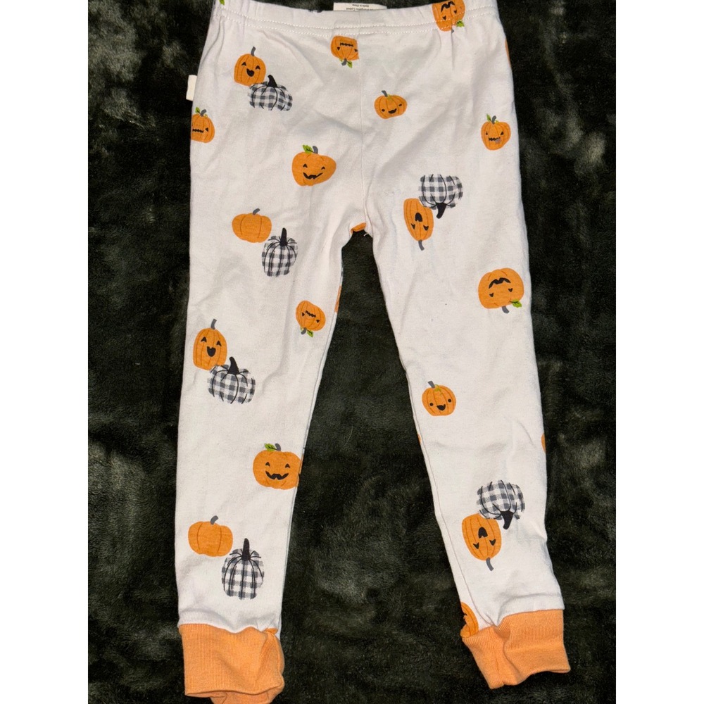 Rabbit Bear Organic Cotton Kids Pajama Pants 4T Pumpkin Halloween Gingham - Picture 3 of 3